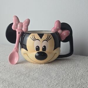 Disney Minnie Mouse Mug with Spoon - Black and Pink